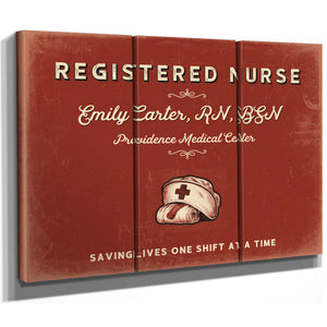 Personalized Registered Nurse Sign, Saving Lives One Shift at a Time, Brick & Black, image 14