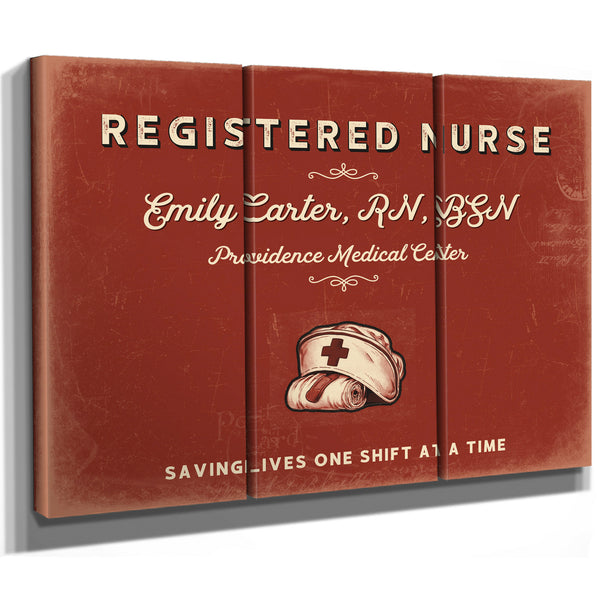 Personalized Registered Nurse Sign, Saving Lives One Shift at a Time, Brick & Black, image 14