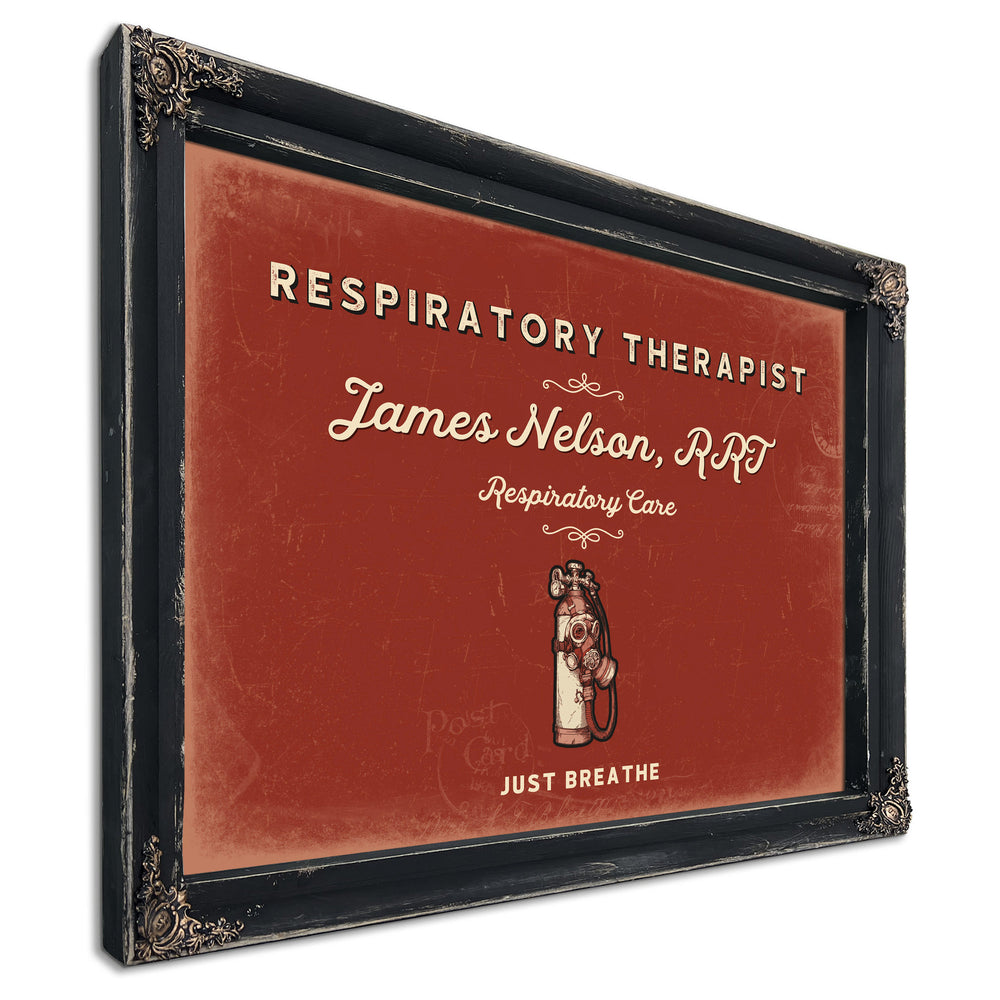 Personalized Respiratory Therapist Sign, Just Breathe, Brick & Black, image 1