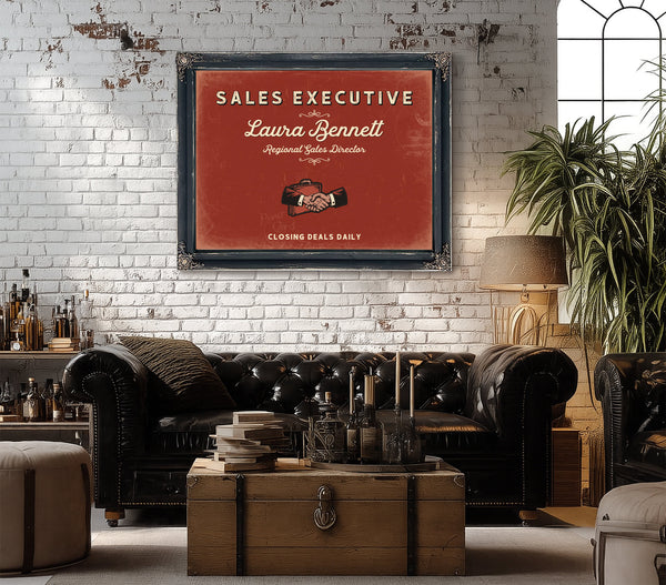 Personalized Sales Executive Sign, Closing Deals Daily, Brick & Black, image 18