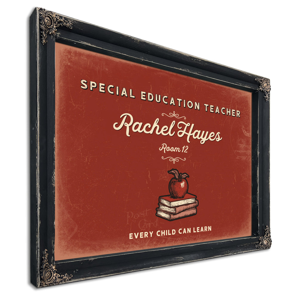 Personalized Special Education Teacher Sign, Every Child Can Learn, Brick & Black, image 1