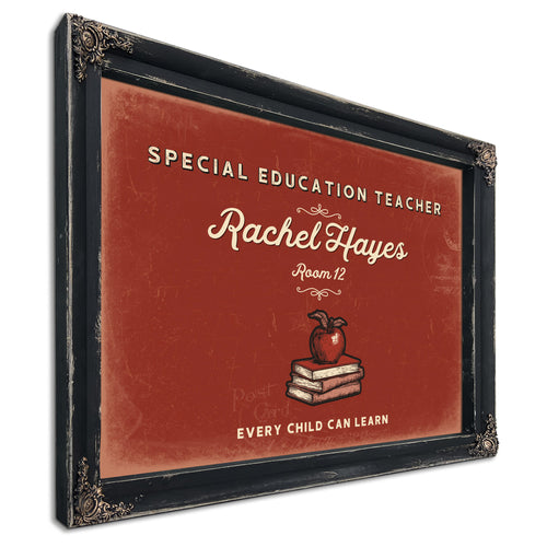 Personalized Special Education Teacher Sign, Every Child Can Learn, Brick & Black, image 1