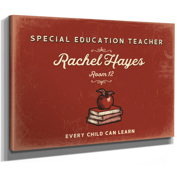Personalized Special Education Teacher Sign, Every Child Can Learn, Brick & Black, image 8
