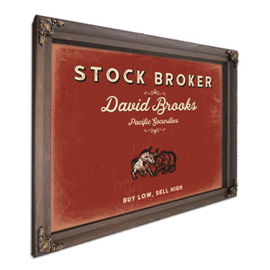 Personalized Stock Broker Sign, Buy Low, Sell High, Brick & Black, image 7