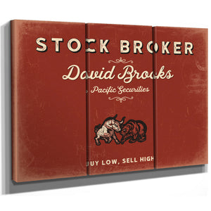 Personalized Stock Broker Sign, Buy Low, Sell High, Brick & Black, image 14