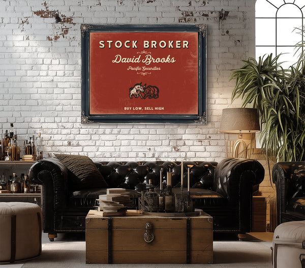 Personalized Stock Broker Sign, Buy Low, Sell High, Brick & Black, image 18