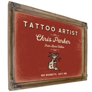 Personalized Tattoo Artist Sign, No Regrets, Just Ink, Brick & Black, image 6