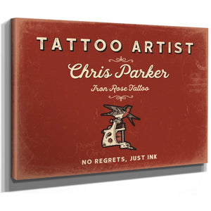Personalized Tattoo Artist Sign, No Regrets, Just Ink, Brick & Black, image 8