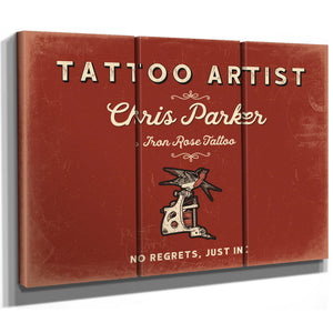 Personalized Tattoo Artist Sign, No Regrets, Just Ink, Brick & Black, image 14