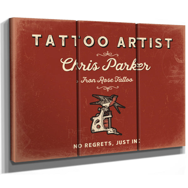 Personalized Tattoo Artist Sign, No Regrets, Just Ink, Brick & Black, image 14