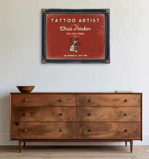 Personalized Tattoo Artist Sign, No Regrets, Just Ink, Brick & Black, image 19