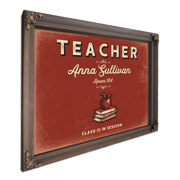 Personalized Teacher Sign, Class Is in Session, Brick & Black, image 7