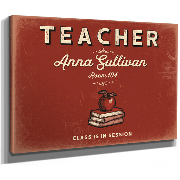Personalized Teacher Sign, Class Is in Session, Brick & Black, image 8