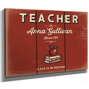 Personalized Teacher Sign, Class Is in Session, Brick & Black, image 14