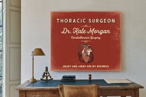 Personalized Thoracic Surgeon Sign, Heart and Lungs Are My Business, Brick & Black, image 2
