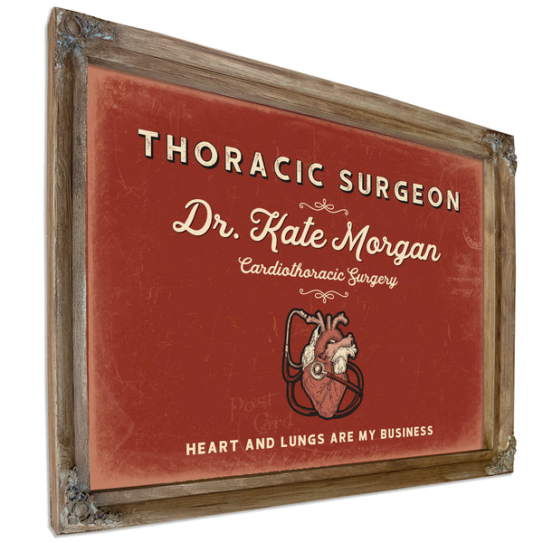 Personalized Thoracic Surgeon Sign, Heart and Lungs Are My Business, Brick & Black, image 6