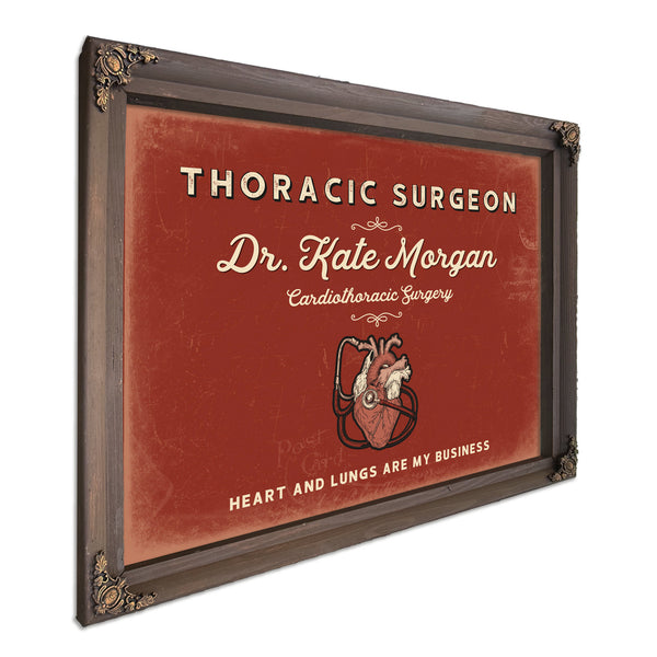Personalized Thoracic Surgeon Sign, Heart and Lungs Are My Business, Brick & Black, image 7