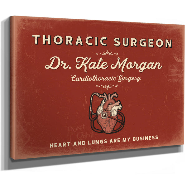 Personalized Thoracic Surgeon Sign, Heart and Lungs Are My Business, Brick & Black, image 8