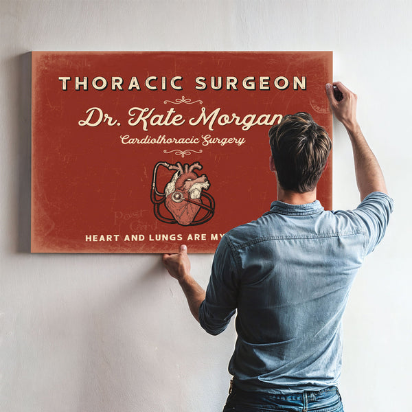 Personalized Thoracic Surgeon Sign, Heart and Lungs Are My Business, Brick & Black, image 9
