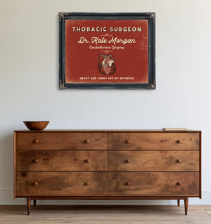 Personalized Thoracic Surgeon Sign, Heart and Lungs Are My Business, Brick & Black, image 19