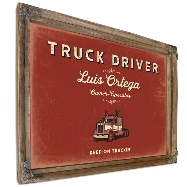 Personalized Truck Driver Sign, Keep On Truckin', Brick & Black, image 6