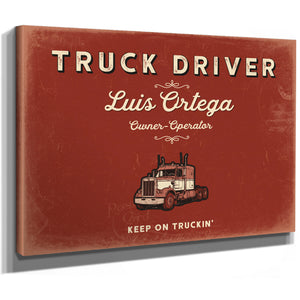 Personalized Truck Driver Sign, Keep On Truckin', Brick & Black, image 8