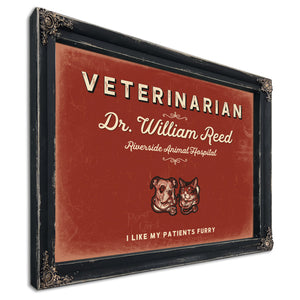 Personalized Veterinarian Sign, I Like My Patients Furry, Brick & Black, image 1