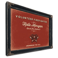 Personalized Volunteer Firefighter Sign, Answering the Call, Brick & Black, image 1
