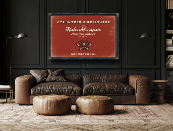 Personalized Volunteer Firefighter Sign, Answering the Call, Brick & Black, image 17
