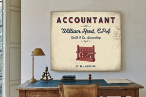 Personalized Accountant Sign, It All Adds Up, Cream & Navy, image 2