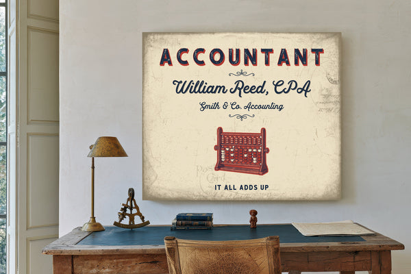 Personalized Accountant Sign, It All Adds Up, Cream & Navy, image 2