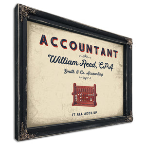 Personalized Accountant Sign, It All Adds Up, Cream & Navy, image 1
