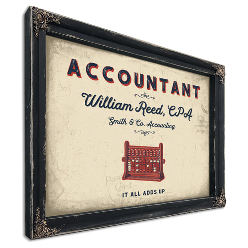 Personalized Accountant Sign, It All Adds Up, Cream & Navy, image 1