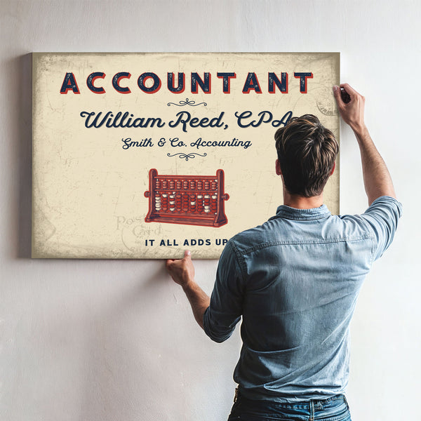 Personalized Accountant Sign, It All Adds Up, Cream & Navy, image 9