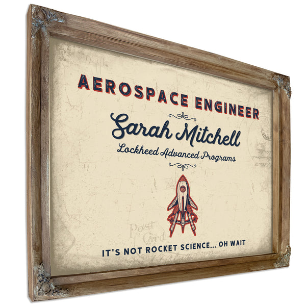 Personalized Aerospace Engineer Sign, It's Not Rocket Science... Oh Wait, Cream & Navy, image 6