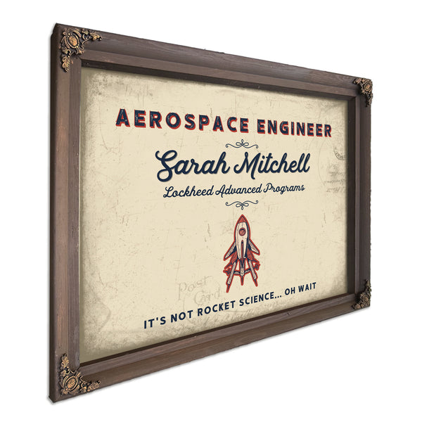 Personalized Aerospace Engineer Sign, It's Not Rocket Science... Oh Wait, Cream & Navy, image 7