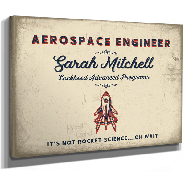 Personalized Aerospace Engineer Sign, It's Not Rocket Science... Oh Wait, Cream & Navy, image 8