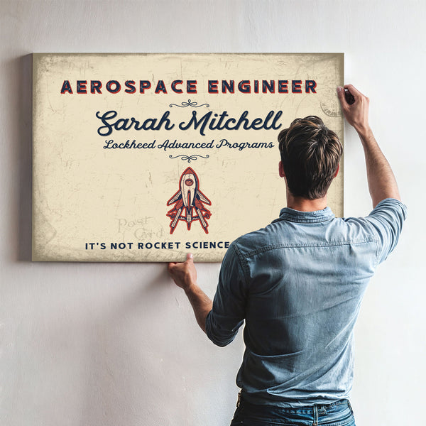 Personalized Aerospace Engineer Sign, It's Not Rocket Science... Oh Wait, Cream & Navy, image 9