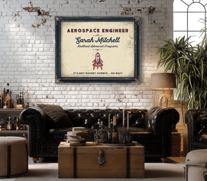 Personalized Aerospace Engineer Sign, It's Not Rocket Science... Oh Wait, Cream & Navy, image 18