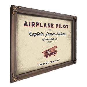 Personalized Airplane Pilot Sign, Trust Me, I'm a Pilot, Cream & Navy, image 7