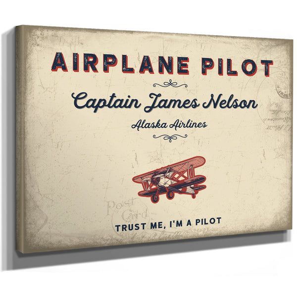 Personalized Airplane Pilot Sign, Trust Me, I'm a Pilot, Cream & Navy, image 8