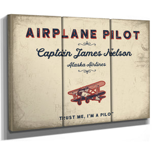 Personalized Airplane Pilot Sign, Trust Me, I'm a Pilot, Cream & Navy, image 14
