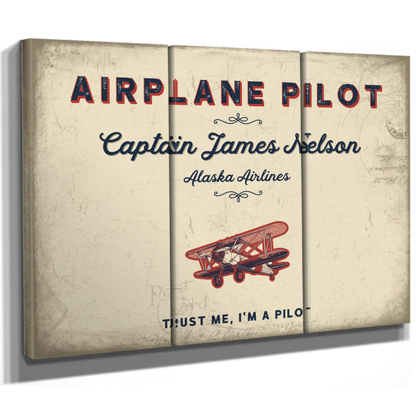 Personalized Airplane Pilot Sign, Trust Me, I'm a Pilot, Cream & Navy, image 14
