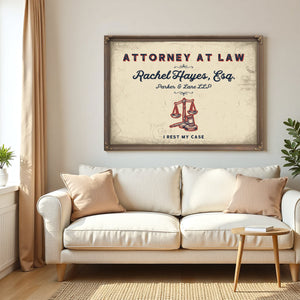 Personalized Attorney at Law Sign, I Rest My Case, Cream & Navy, image 5
