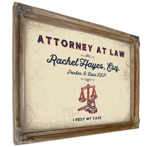 Personalized Attorney at Law Sign, I Rest My Case, Cream & Navy, image 6