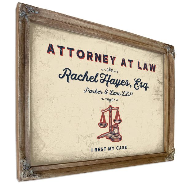 Personalized Attorney at Law Sign, I Rest My Case, Cream & Navy, image 6