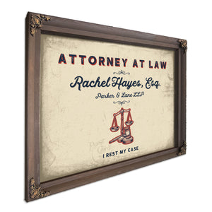 Personalized Attorney at Law Sign, I Rest My Case, Cream & Navy, image 7