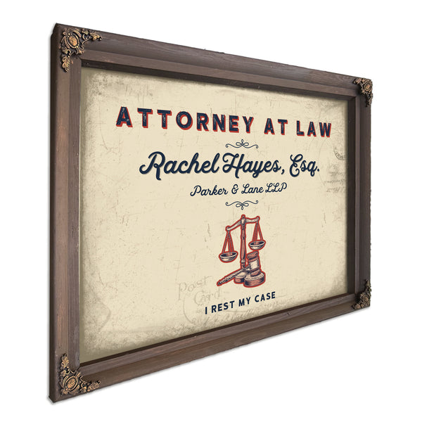 Personalized Attorney at Law Sign, I Rest My Case, Cream & Navy, image 7