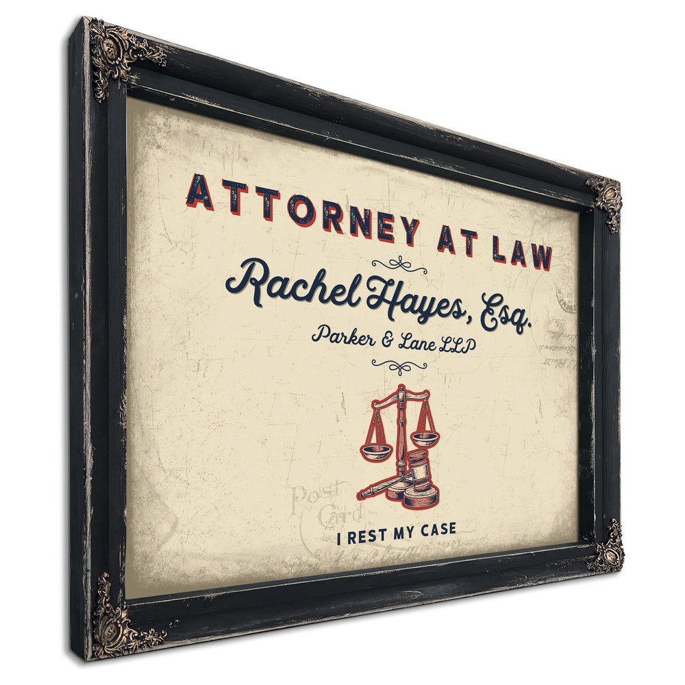 Personalized Attorney at Law Sign, I Rest My Case, Cream & Navy, image 1