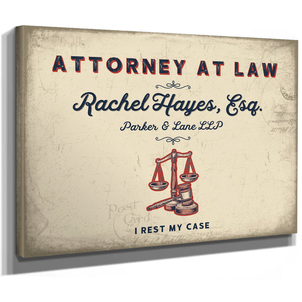 Personalized Attorney at Law Sign, I Rest My Case, Cream & Navy, image 8